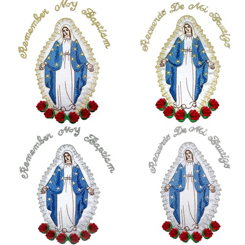 Color Virgin Mary Embroidery Christening Baptism Stole Scarf Sash New Born 7 yrs - Picture 2 of 10