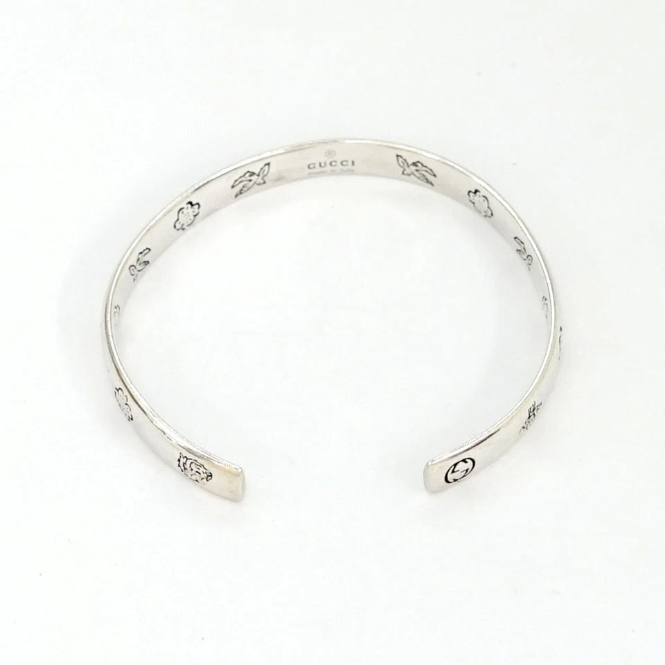 GUCCI G Logo BLIND FOR LOVE Cuff Bracelet 5.5" Silver 925 Auth o1142 w/Box - Image 4 of 4