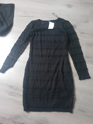 H&M Lace Spitz Damen Kleid Spitzen Etuikleid Dress Schwarz  XS 34 Neu  - Bild 1 von 3