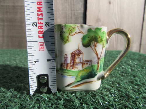 Vintage Lenwile China Ardalt Japan Hand Painted Square Landscape Small Cup Mug - Picture 7 of 7