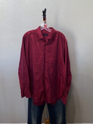Equilibrio Reddish LONG SLEEVE DRESS SHIRT Large L 16.5 x 35/36 