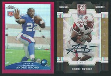 Andre Brown RC Topps Chrome Red Refractor 25/25 & Donruss Elite AUTO 24/24 NCSU