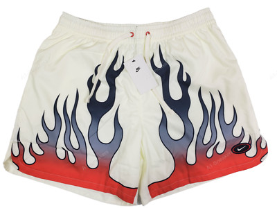 Nike Sportwear NSW Flames Fire Shorts Mens Size L DV9628-133 White Red New