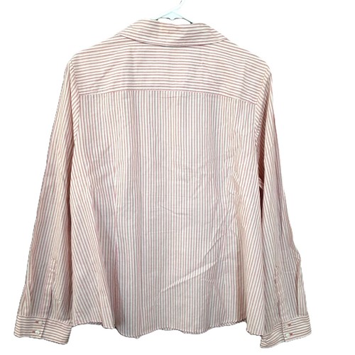 Izod Woman's Button up Shirt Size 1X, Long Sleeve, Pink & White, Small Spot - Picture 3 of 8