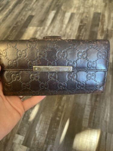 [Japan Used Wallet] Gucci Hook Long Wallet Sima L… - image 1