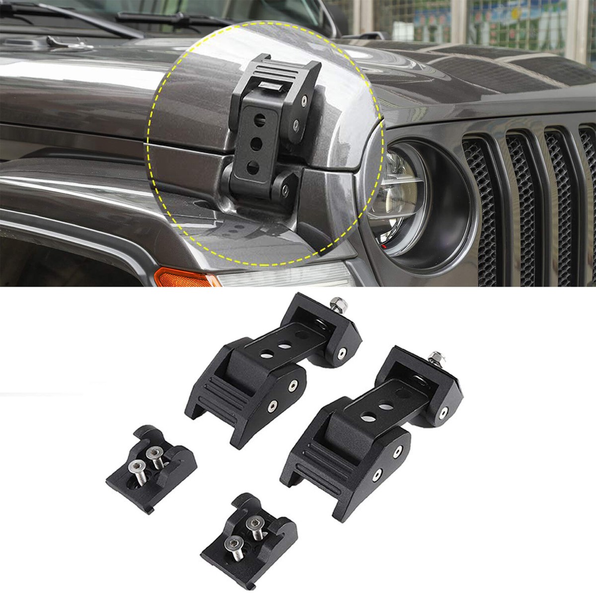 Hood Latch Locking Catch Buckle Decor For Jeep Wrangler JK JL - Foto 5