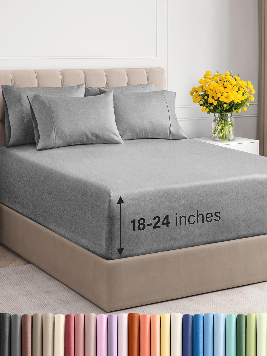 Hotel Luxury 6-Piece Cooling King Sheet Set - Extra Deep & Breathable