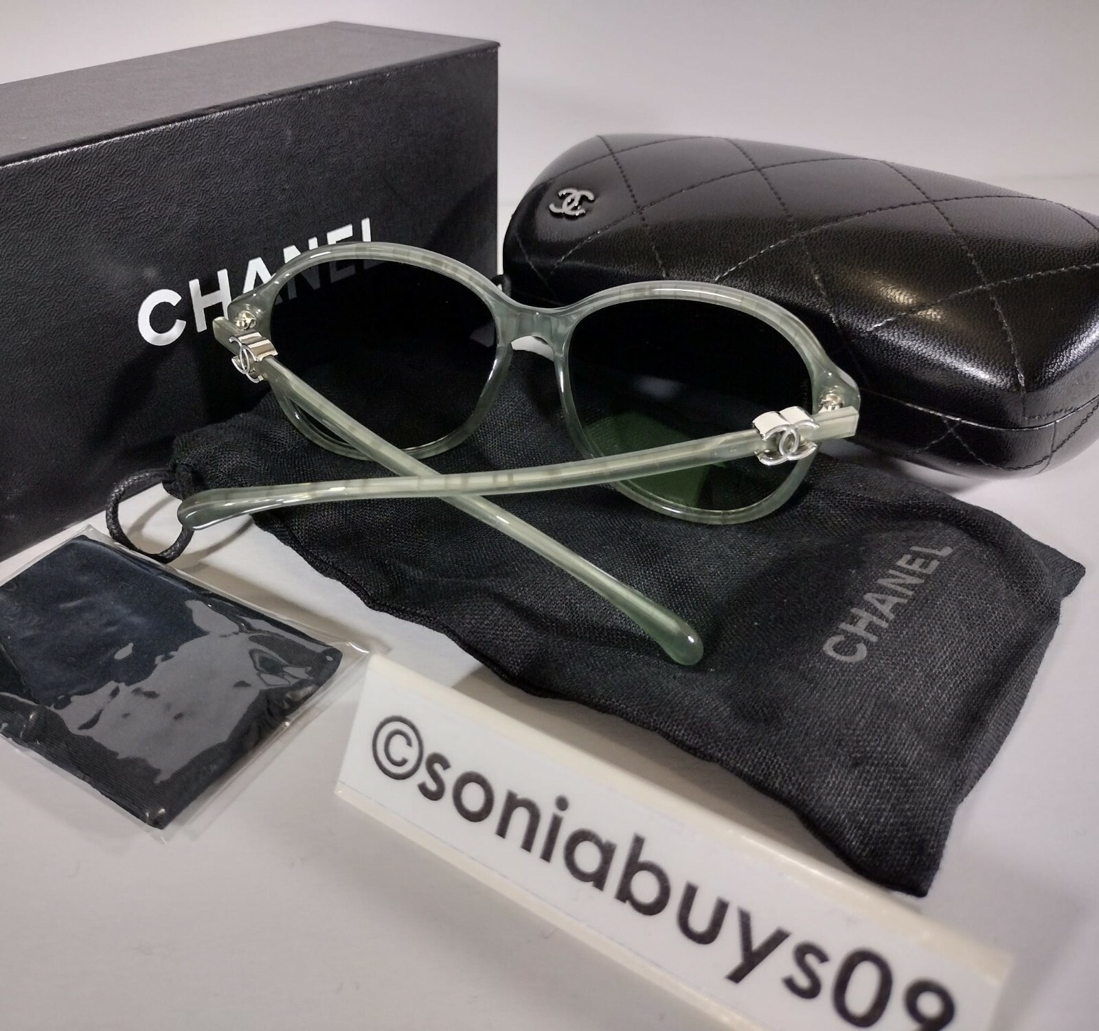 Chanel Women's Round Sunglasses, 5217, Green, Grey Gradient Lenses image 6