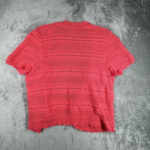 CJ Banks Sweater Womens 2X Pink Cardigan Open Front Crochet Preppy Boho Bohemian - Picture 3 of 9