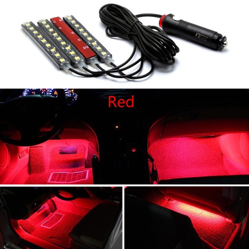 4 lámparas de luz decorativas rojas 9 LED de carga para automóviles