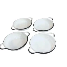 Enamel Casserole Baking Dishes 4 Double Handle individual White Black Unbranded
