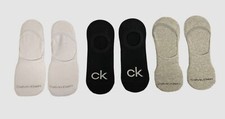 Calvin Klein Men's Black White 6 Pair No Show Dress Liner Socks Shoe Size 7-12