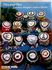 Spinning Wheel 124 COUNTRY KEEPER / HEART cross stitch 8pg leaflet 1985