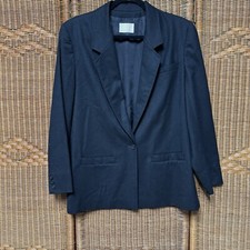 VTG Pendleton 100 Virgin Wool Women's Black Blazer Jacket Size 12