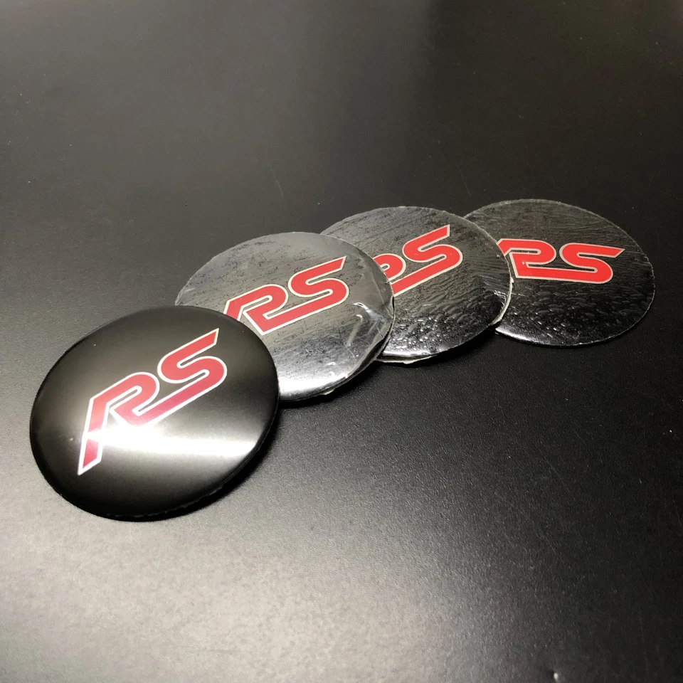 Tapacubos centrales de rueda de coche insignia VIP modificada RS Racing rojo 4 piezas emblemas adhesivos Foto 2 de 4