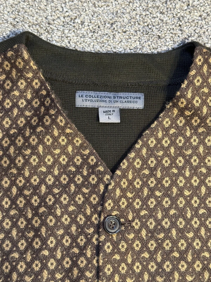 Le Collezioni Structure Vest Men’s Sz L Brown Wool Blend Made In Italy Formal - Image 2 of 4
