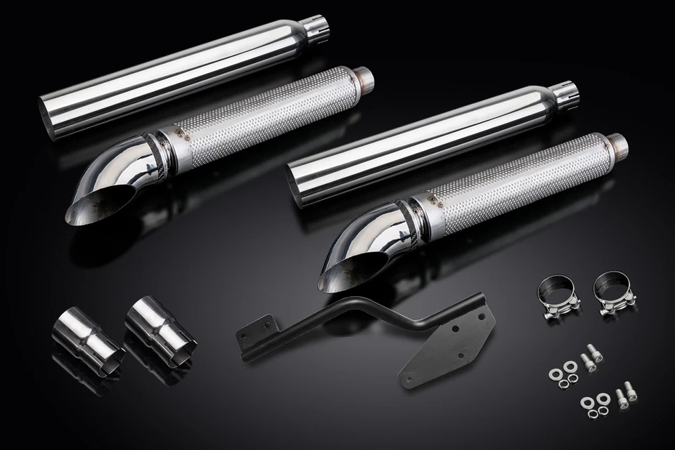 Silenciadores de escape Honda VTX1300 C/T/R 2004-2009 21" curvos de acero inoxidable Cruiser Foto 3 de 4