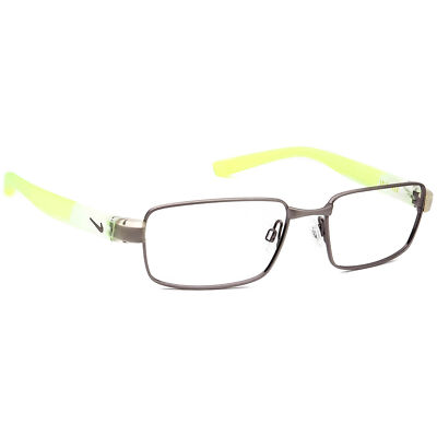Nike Eyeglasses 8166 070 Gunmetal/Neon Green Rectangular Frame 54