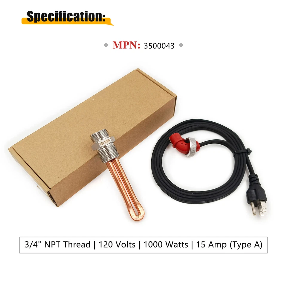 For Detroit Hino Mack Nissan Engine Block Heater 120 Volts 1000 Watts 3500043 Foto 3 de 4