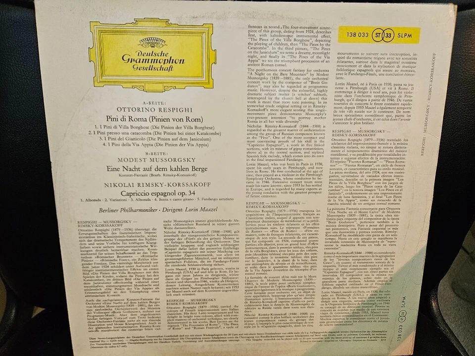 Maazel B. Ph. Respighi Mussorgsky Korssakoff DGG SLPM 138033 Promo - 8/59 ED 1 - Bild 2 von 4