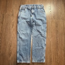 Dickies Carpenter Jeans Mens 34x30 Light Wash Denim Workwear Utility Pants