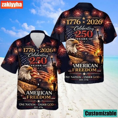 Patriotic Eagle USA Flag Independence Day Freedom Hawaiian Shirt