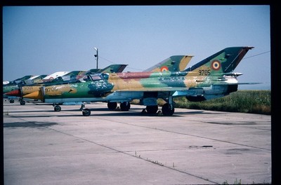 BG162 ORIGINAL K64 AIRCRAFT SLIDE: Romanian AF MiG-21MF LanceR A 9705