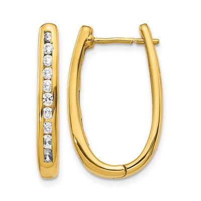 10 Karat Gelbgold Rundschliff Diamant Oval Klapp Creolen 4,23 gm