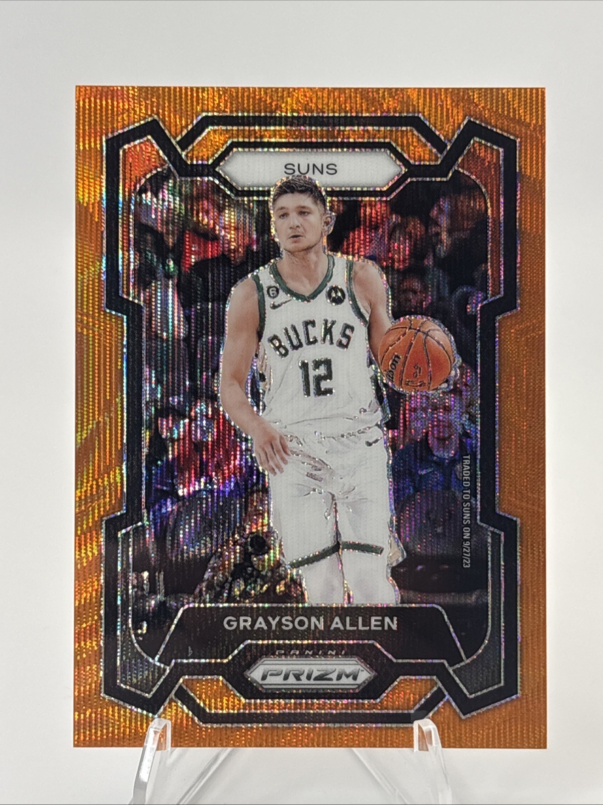 2023-24 Panini Prizm Grayson Allen Orange Wave Prizm /60 #226 Bucks