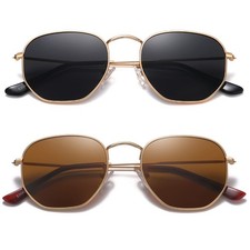 Polarized Hexagon Sunglasses for Women Men Polygon Square Sun Glasses UV400 P...