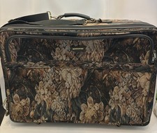 Vintage Jaguar Suitcase Rolling Wheels Floral Tapestry Large 25
