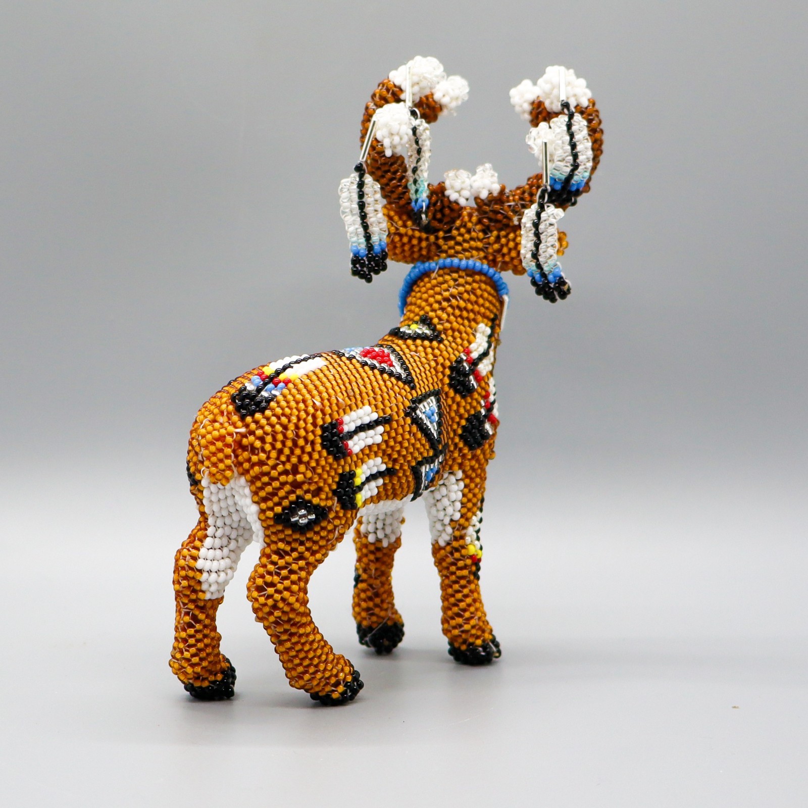 NATIVE AMERICAN BEADWORK-LARGE BEADED REINDEER by DENISE & FARON GCHACHU-ZUNI