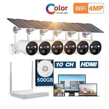 Solar Battery Security Camera System Wireless 2K Home Outdoor CCTV 2Way Audio IR