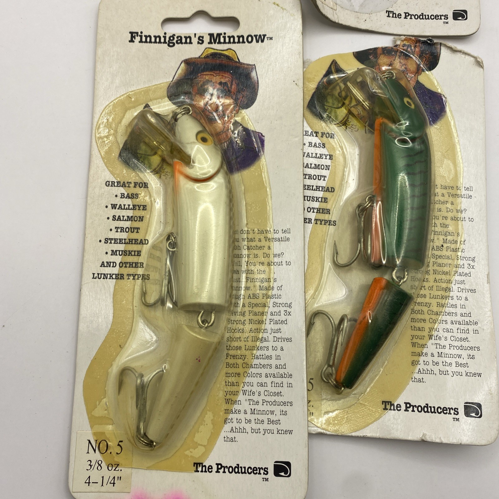 4 Lure Lot NIP Finnigan JOINTED Minnow Group 2 Sizes 4 Colors. No 5 & 6 4.25 5.2