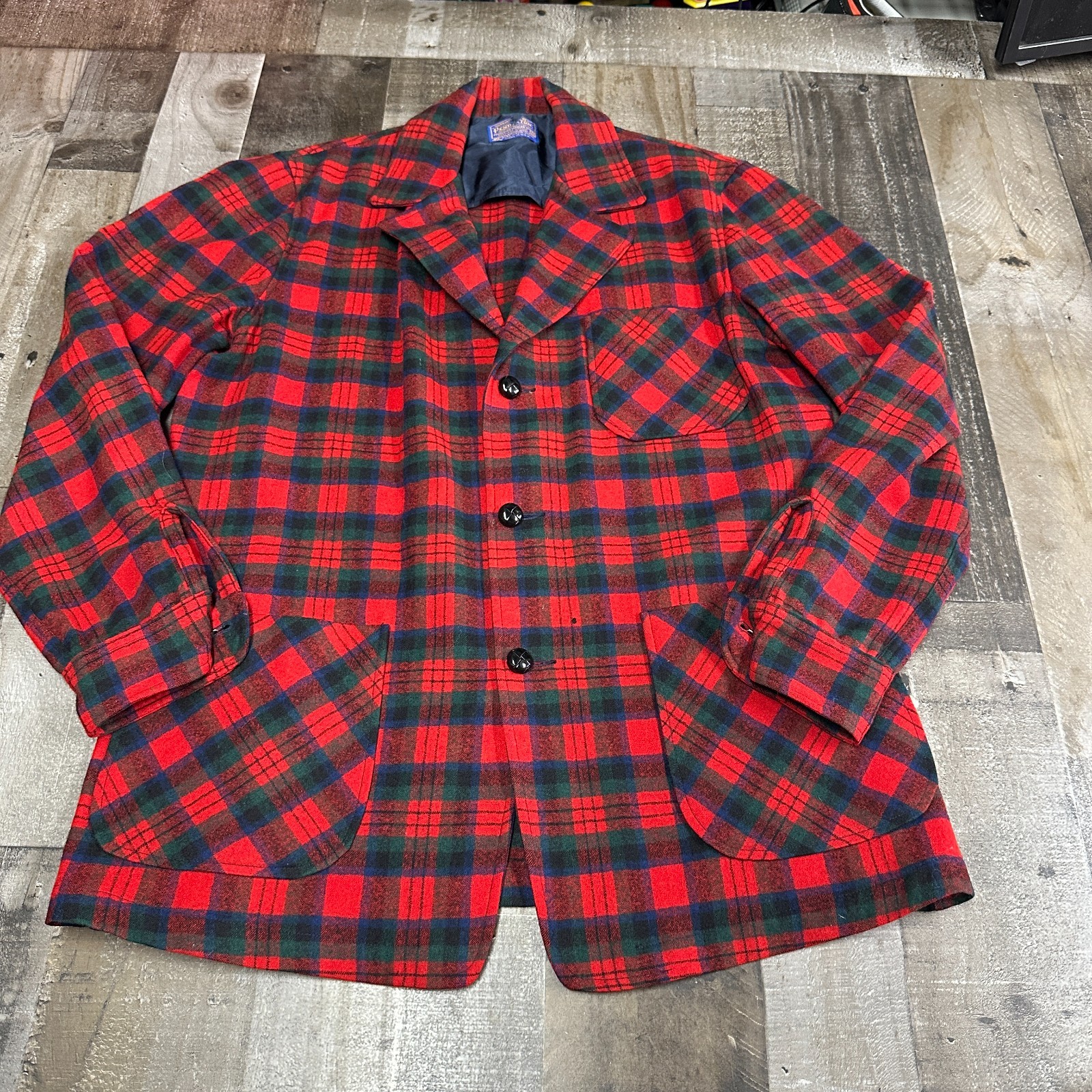 Vintage Pendleton Wool Button Down Plaid Shirt Un… - image 1
