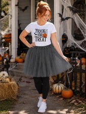 Women's Dark Gray Tutu Skirt   3-Layer Tulle Ballet Skirt for Halloween Costume,