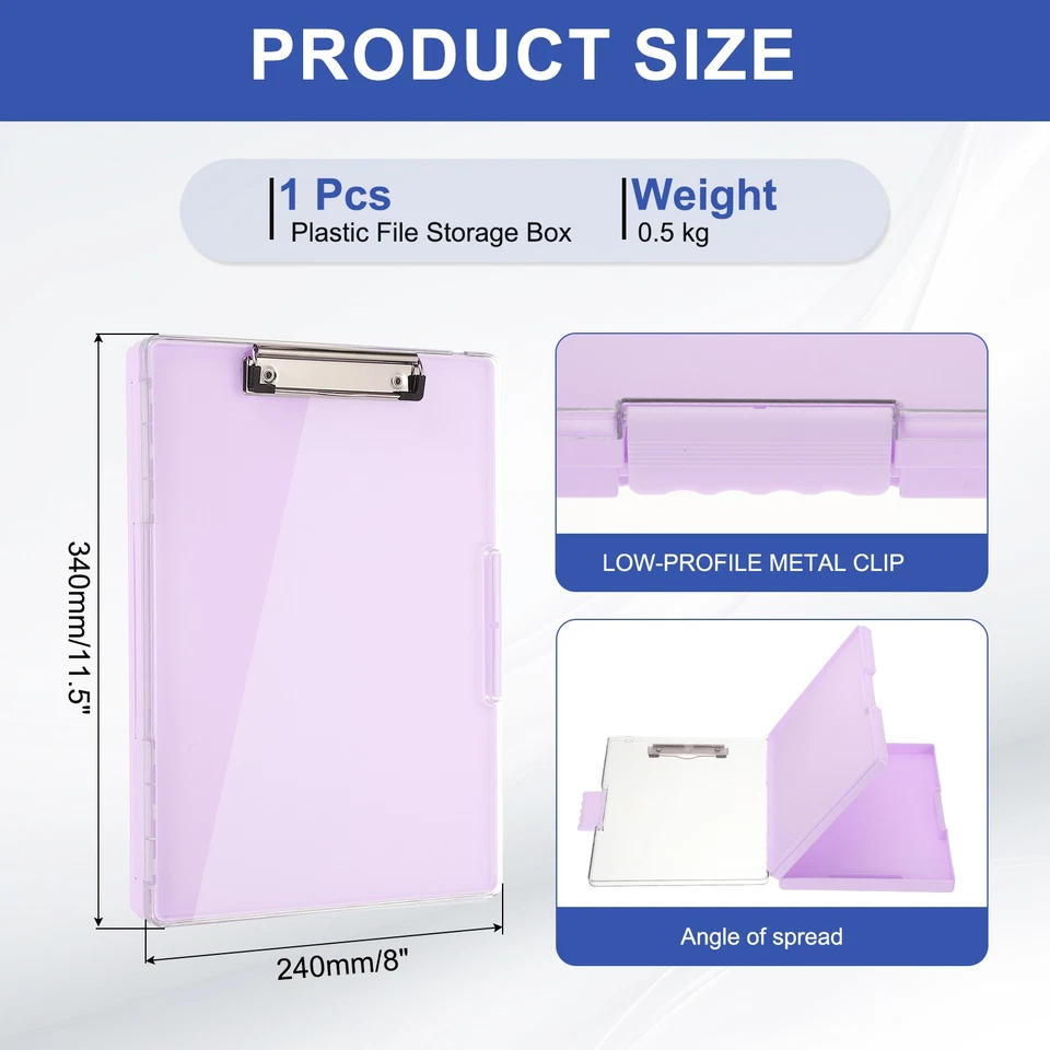 Clipboard with Storage 8.5x11 with Pen Holder A4 Legal Paper Folder, Purple Foto 2 de 4
