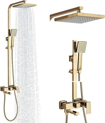 Gold Duscharmaturen Duschset Duschsystem 3 Funktionen mit Regen RSS1