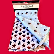 Bandana Patriotic Stars Heart Flag  20" x 20" Set of 2 by Greenbrier NEW