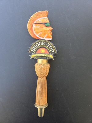 Shock Top Pub Tap Handle Belgian White Beer Breweriana 10'' Resin Orange Mohawk!
