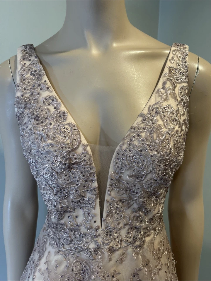 Sherri Hill Dusty Pink 52877 Ball Gown Tulle Dress Embroidered Rhinestones Sz 4 - Image 2 of 4