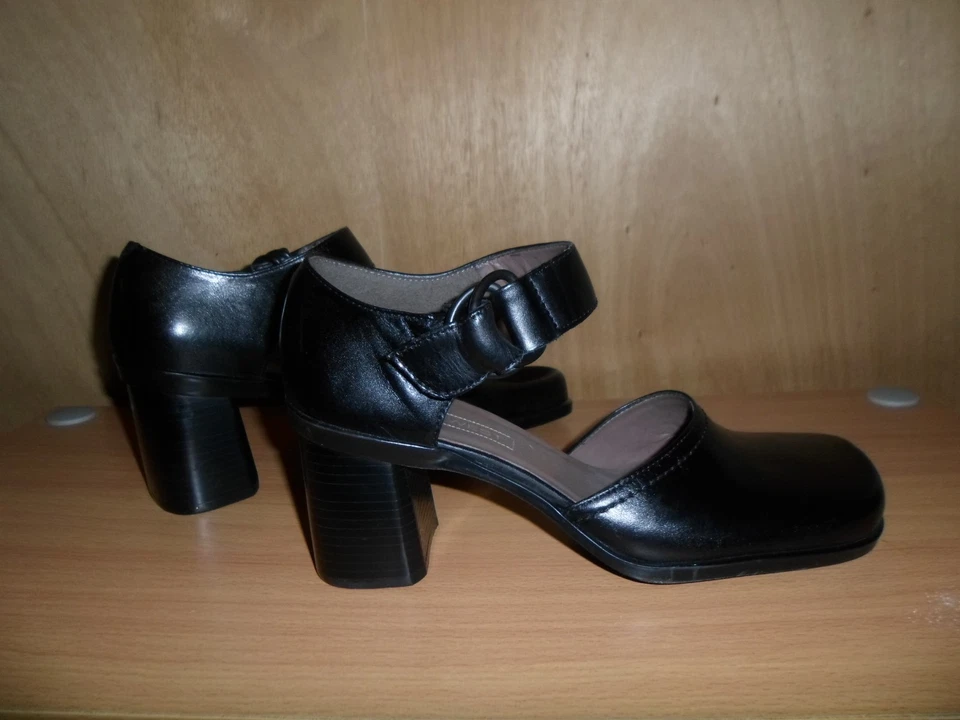 escarpins babies Nine West cuir femme 38 neuves noires talons carrés - Photo 1/4