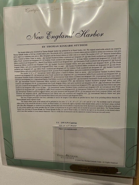 Холст Thomas Kinkade Studios New England Harbor 18 x 27 - Изображение 3 из 3