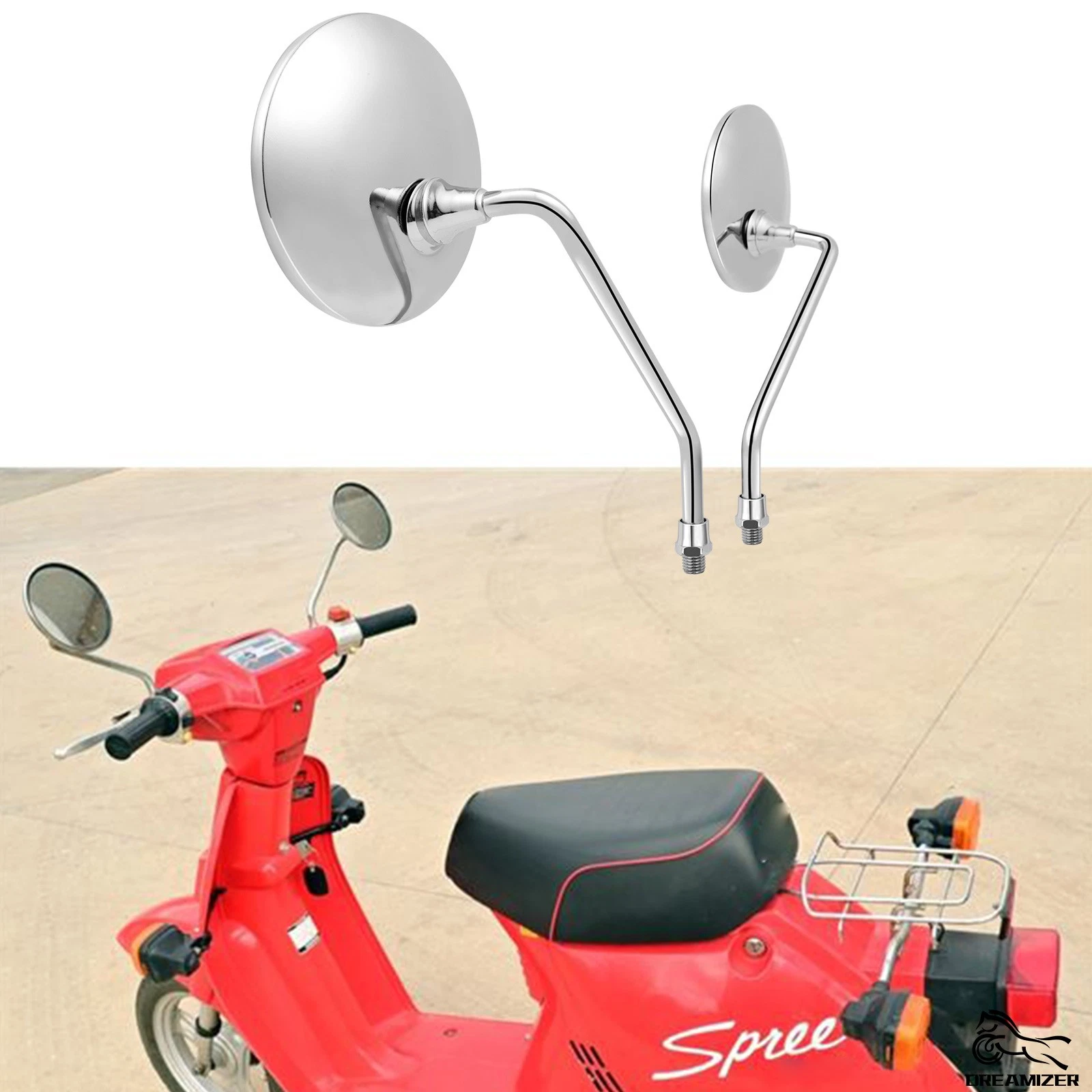 For Honda Spree 50 NQ 50 Moped Chrome Round Motorcycle Rearview Side Mirrors