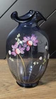 Gorgeous Fenton Hand-Painted Vase -- Hyacinth Glass w/ Pink Daisies 2008