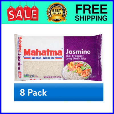 Mahatma Jasmine Rice Thai Fragrant Long Grain 5 lb 8-Pack Ships from USA