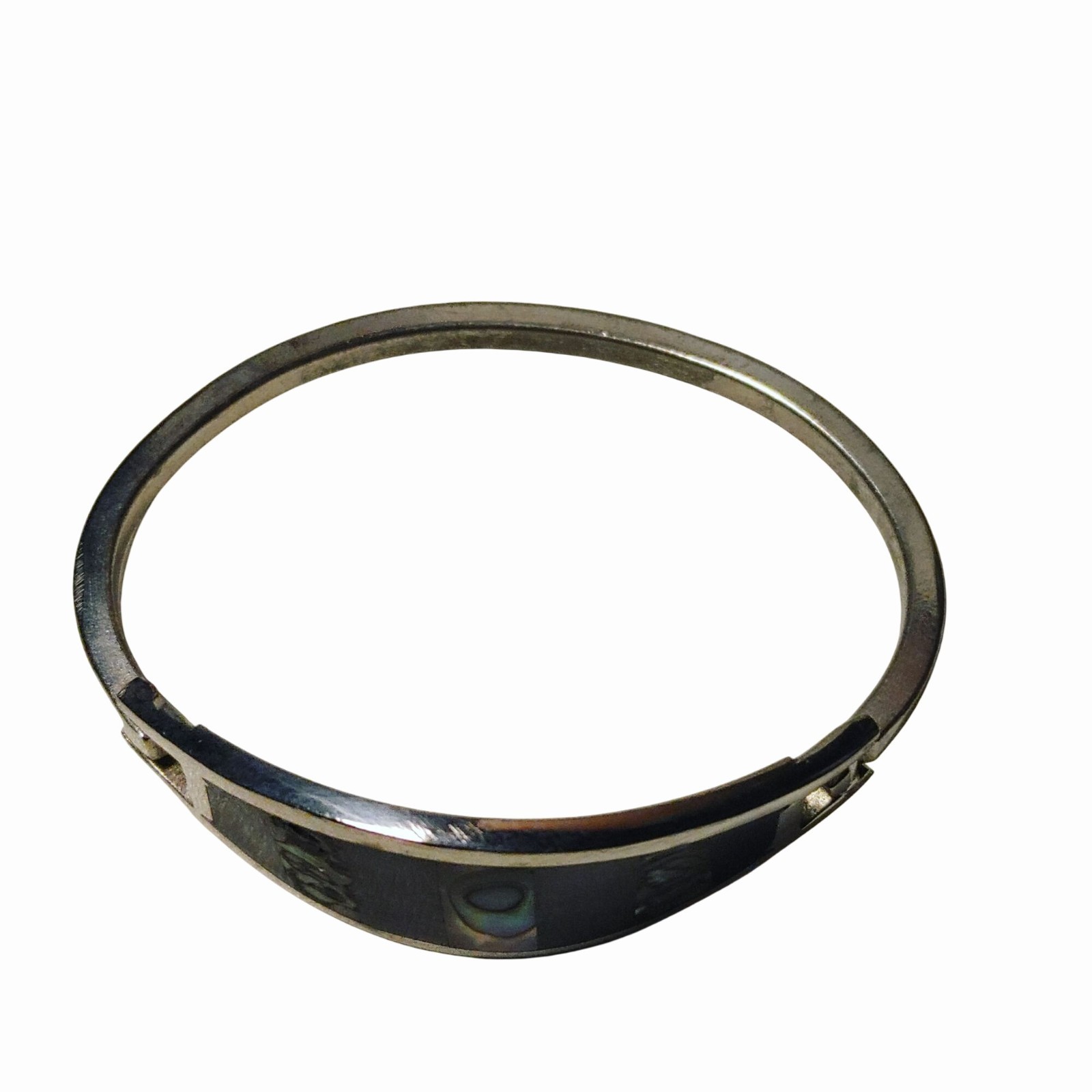 Alpaca Silver Bangle Bracelet Abalone Shell Blue … - image 15