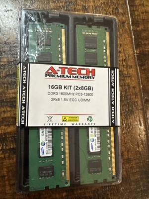 A-Tech 16GB 2 x 8GB PC3-12800E ECC Unbuffered UDIMM DDR3-1600 Server Memory RAM