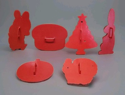 Vintage Tupperware Red Plastic Cookie Cutter Lot of 6  - Assorted Holidays 