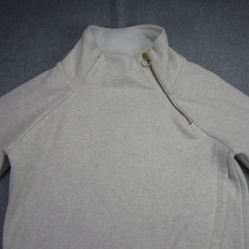 Athleta 套衫女式 XS 燕麦片 Heather Cozy Karma Asym 羊毛拉链 — 第 2/4 张图片